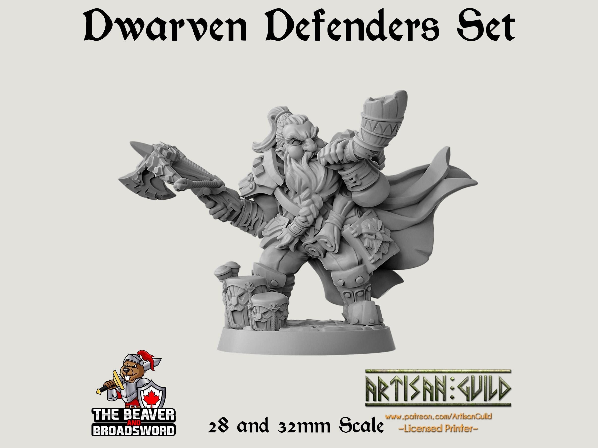 Dwarven Defenders 11 mini set - Artisan Guild | DnD | Fighter | Barbarian | Dwarf | Cleric | Paladin | Pathfinder, TTRPG, Wargaming