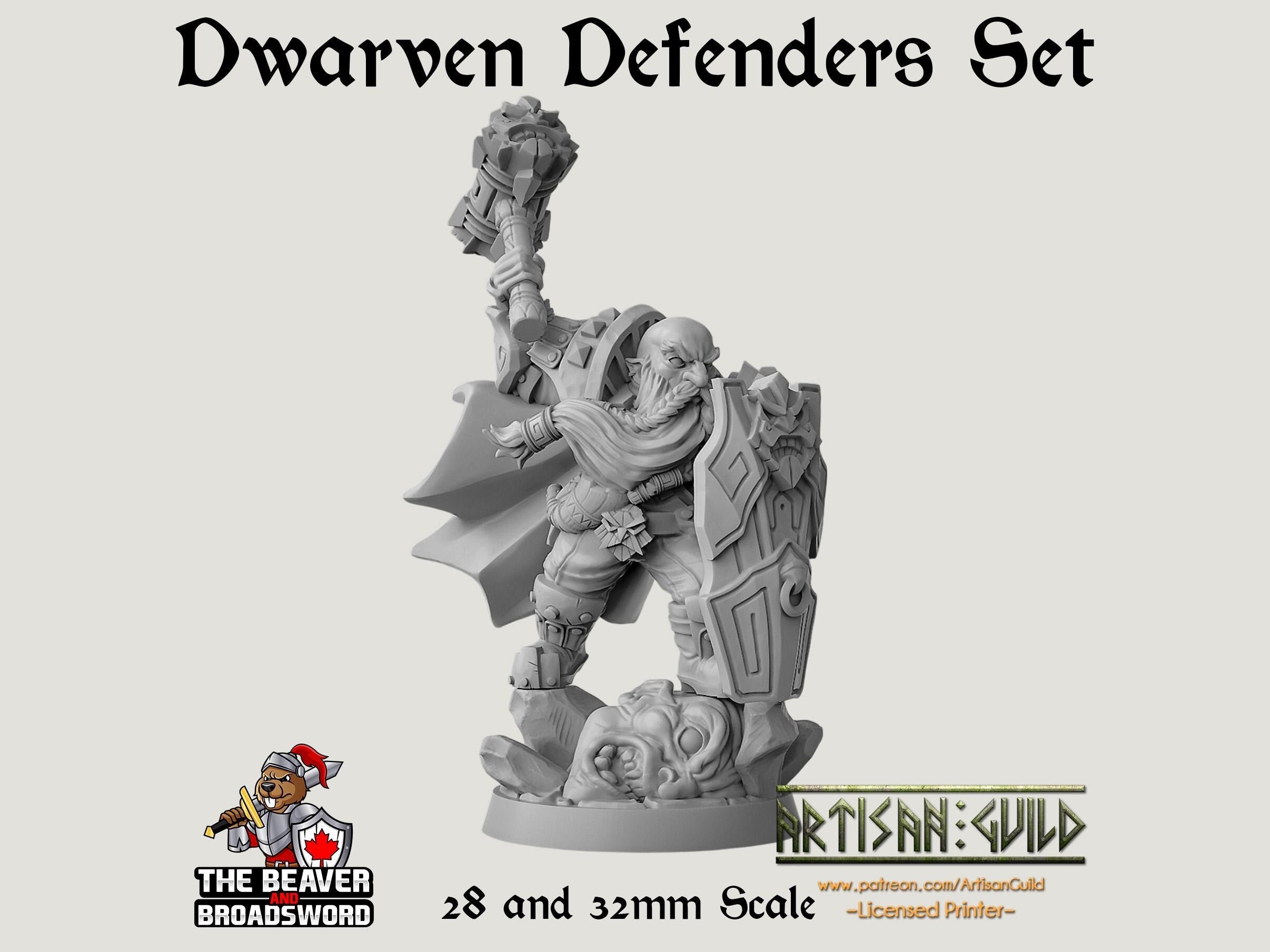 Dwarven Defenders 11 mini set - Artisan Guild | DnD | Fighter | Barbarian | Dwarf | Cleric | Paladin | Pathfinder, TTRPG, Wargaming