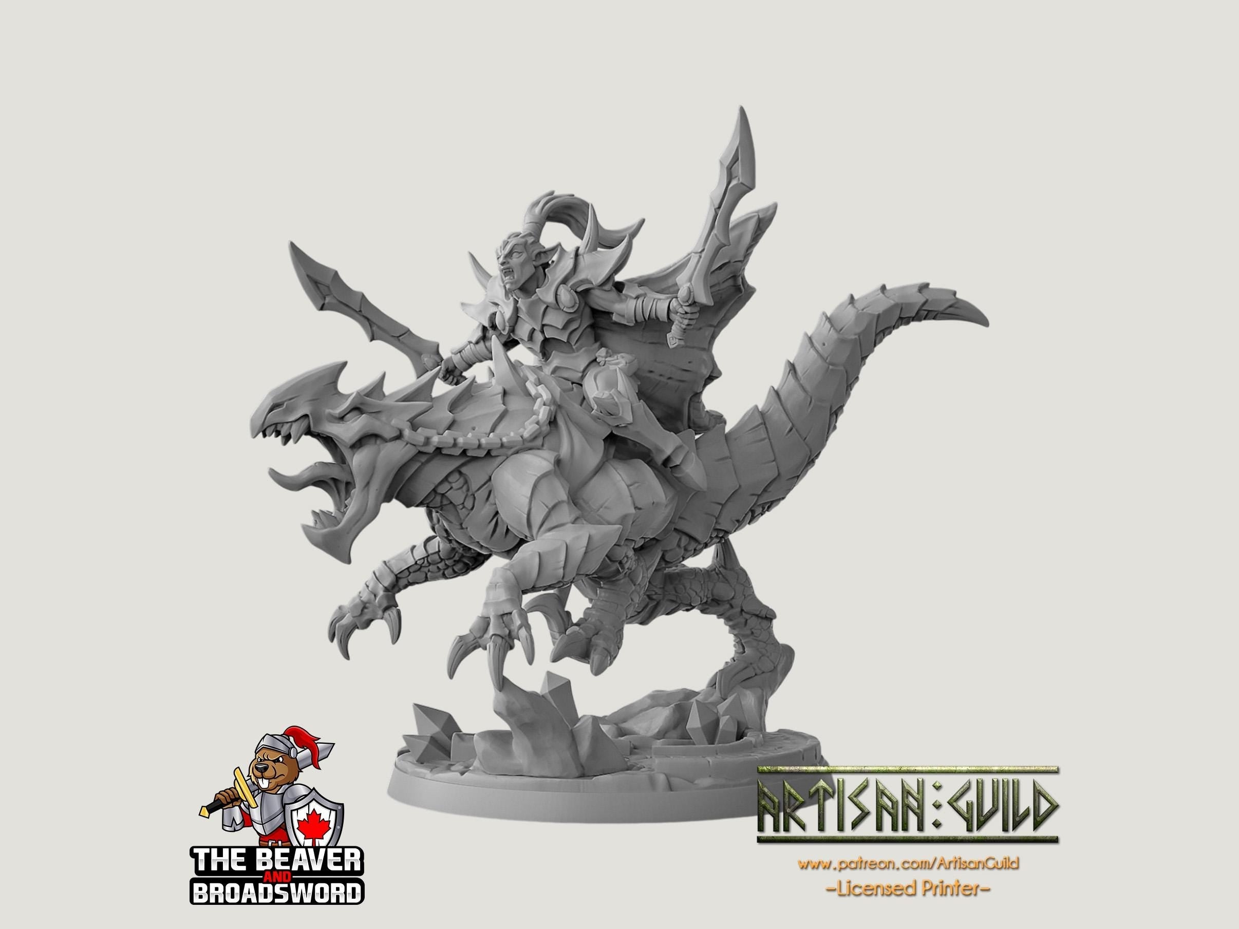 Mounted Khaladas Soulsplitter  DnD mini - Dungeons and Dragons | Male | Fighter | Rogue | Elf Drow DnD 5e Fantasy Pathfinder 2e 5e Tabletop