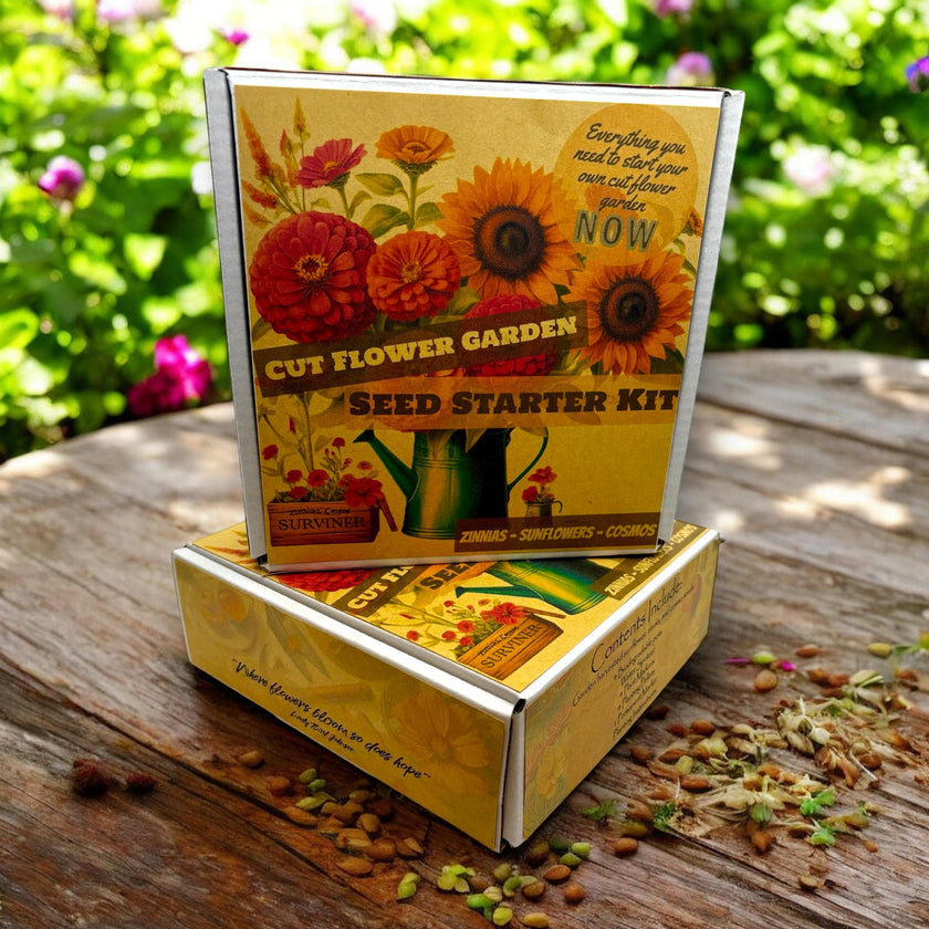 Spring Flower Garden Starter Kit - Zinnia, Cosmo & Sunflower Seeds - Canadian Wildflowers