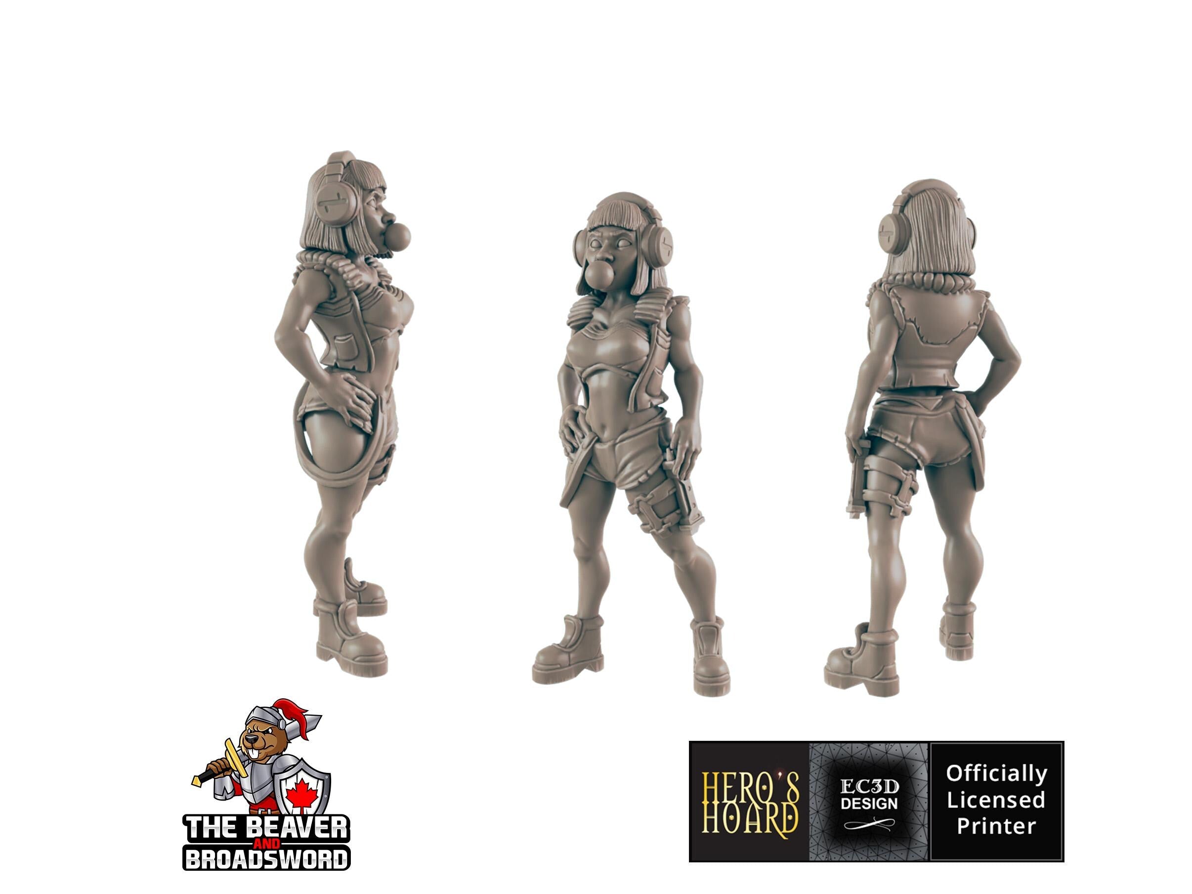 Bubblegum Sally Sci-fi Mini - EC3D | Legion | Cyberpunk | Starfinder | Scifi | Futuristic | Cybernetic | Female | VR |  28mm | 32mm Infinity