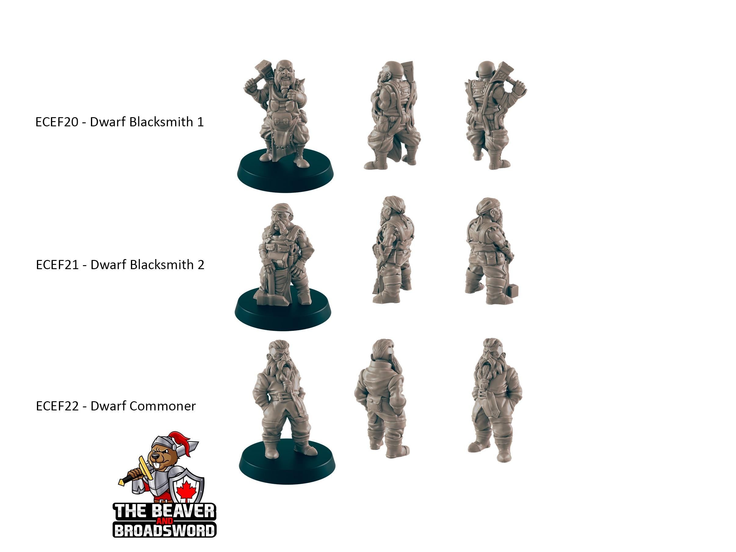9 Dwarf Villager Miniature Pack - EC3D | DnD | Child | Villager | Merchant | Noble | 28mm | Pathfinder | commoner | Wargaming | Shopper
