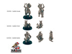 5 Tabaxi Villager Miniature Pack - EC3D | DnD | Fisherman | Villager | Merchant | Noble | 32mm | Pathfinder | commoner | Catfolk | Wargaming