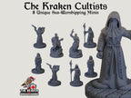 The Kraken Cult dnd mini set - EC3D | Pathfinder 2E | Evil | Sea | Cultist | Madness | Ocean | 32mm 28mm | TTRPG | Wargaming, Underwater