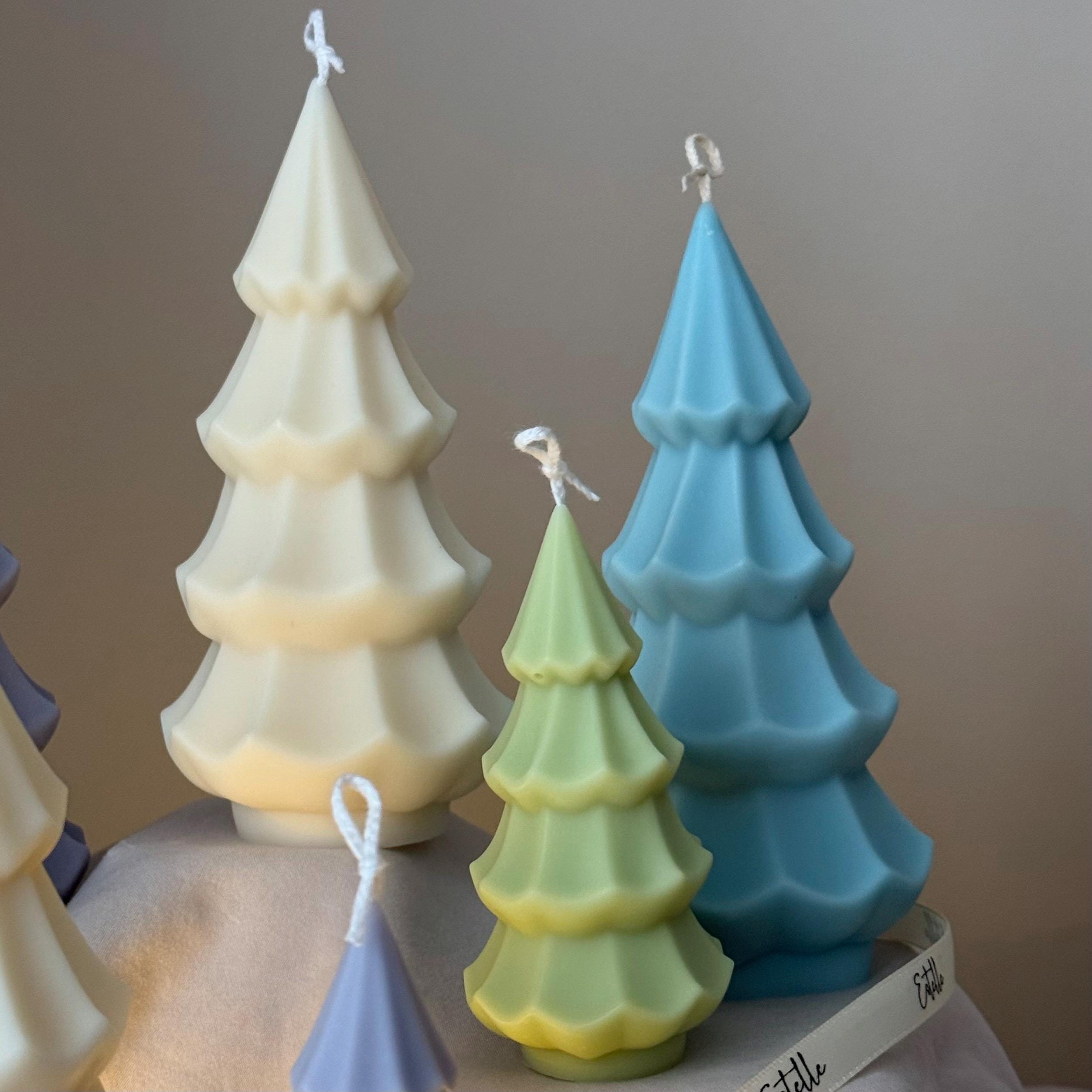 Handmade Ribbed Christmas Tree Candle: Soy Wax Holiday Decor