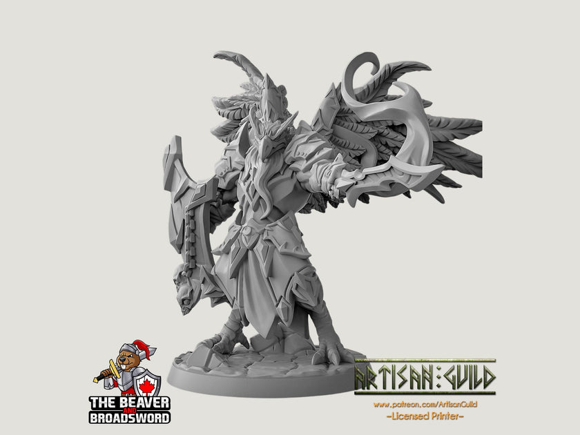 Aarakocra Paladin Cleric premium DnD mini - High Quality Resin Printed 28mm 32mm Tabletop Miniature, Tough, Durable, Figurine and Diorama