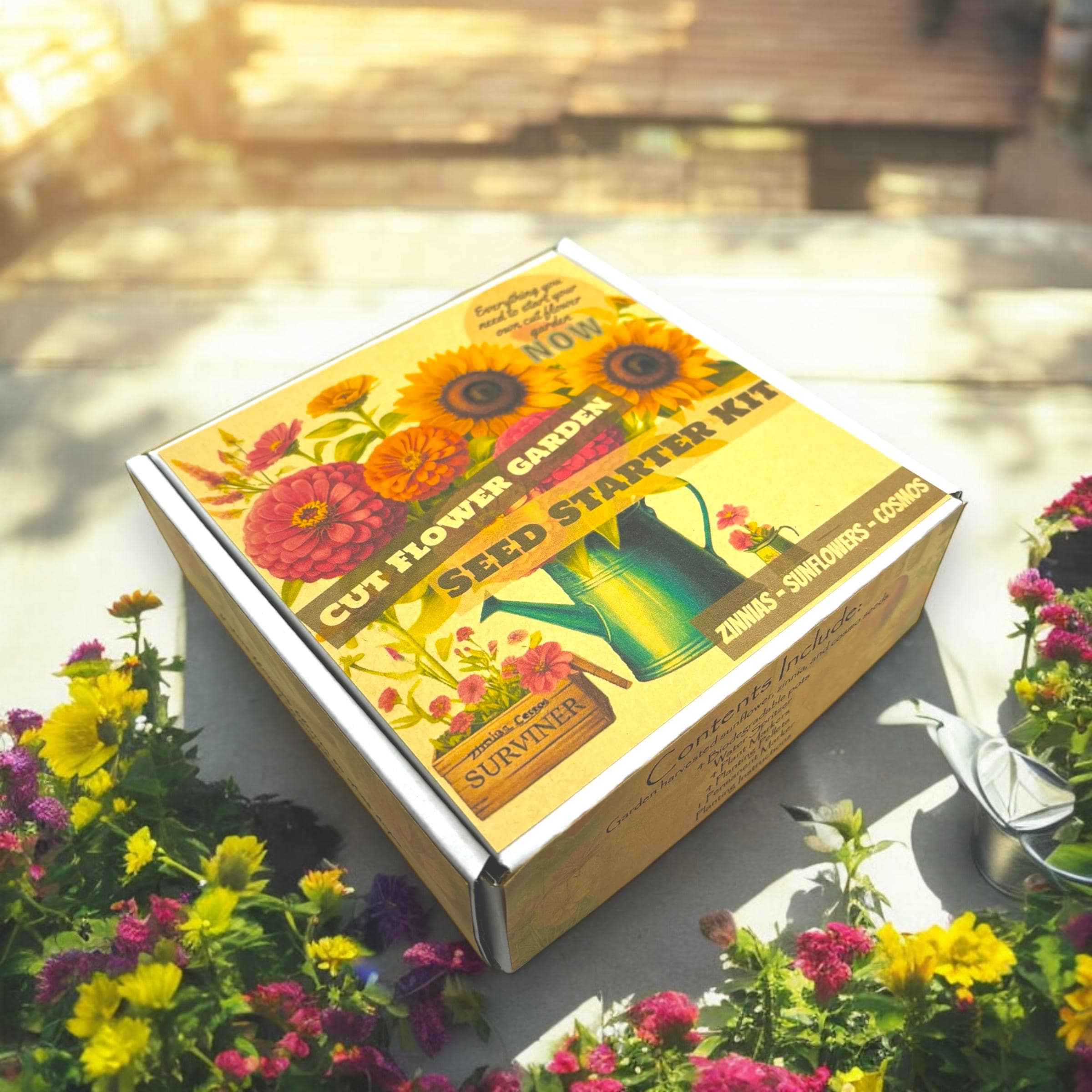 Spring Flower Garden Starter Kit - Zinnia, Cosmo & Sunflower Seeds - Canadian Wildflowers