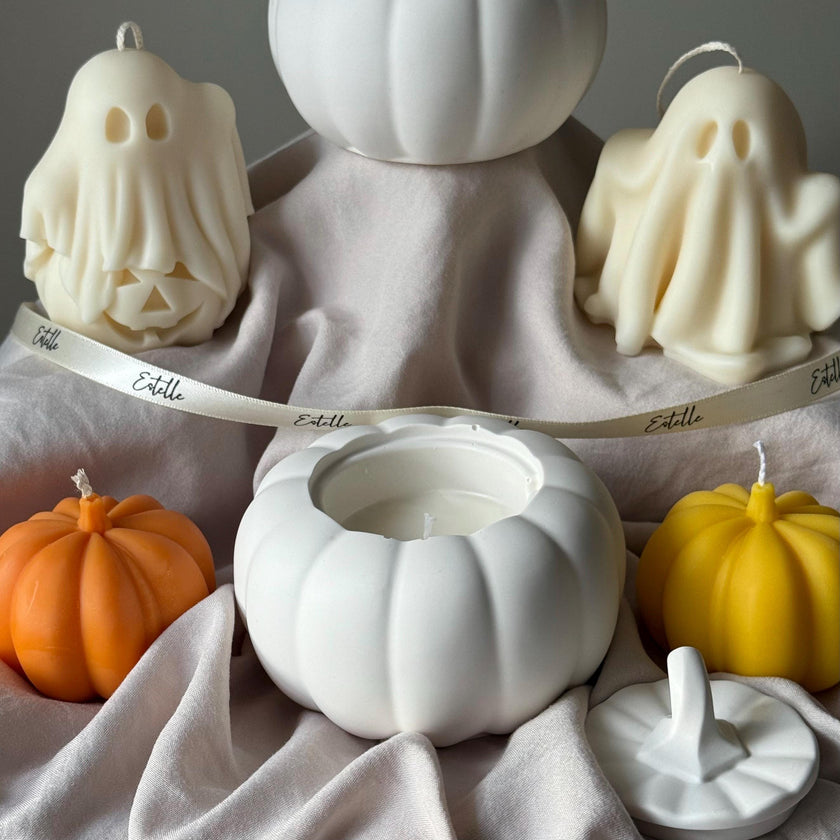 Pumpkin Jar Soy Wax Candle: Handmade Jesmonite Autumn Decor