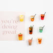 Refreshing Beverage Magnet Set | Iced Coffee, Bubble Tea, Lemon Juice, Soft Drinks, Mocktail Kitchen Decor