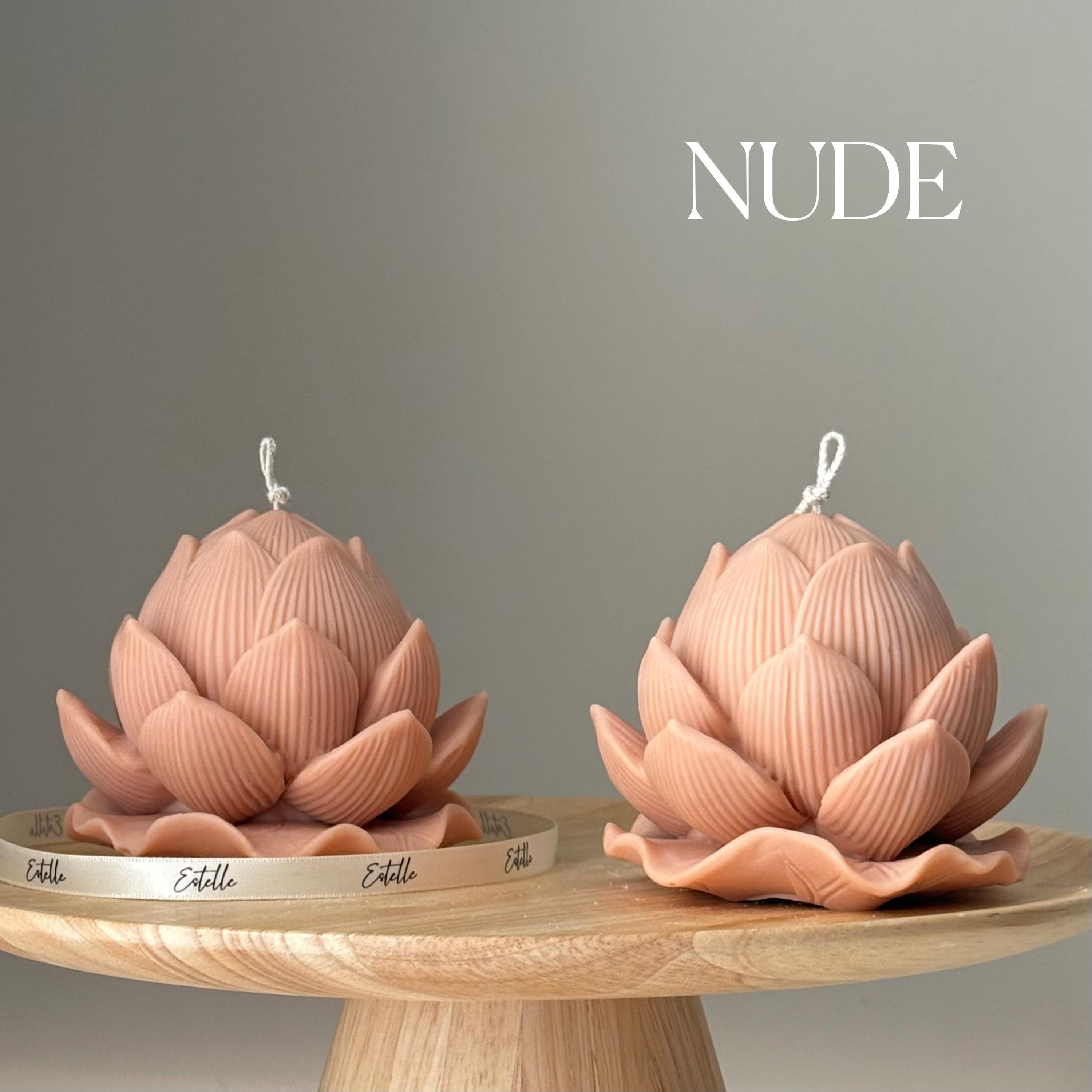 Handmade Soy Lotus Candle: Sculptural Home Decor Gift