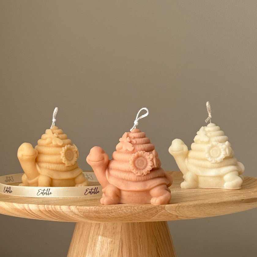 Hand Poured Soy Turtle Candle: Sculptural Art Gift