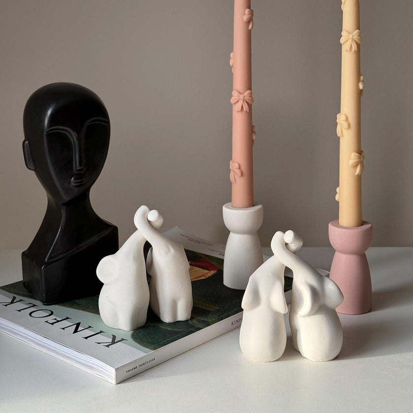Handmade Jesmonite Elephant Couple | Stone Animal Decor