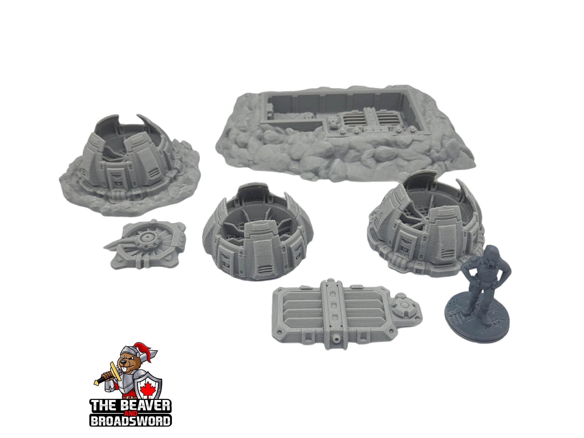 Scifi Vents and Access Hatch - EC3D , Infinity, Legion, Sci-fi, Cyberpunk, Starfinder, tabletop terrain, Sci-fi Scenery, Wargaming, Space