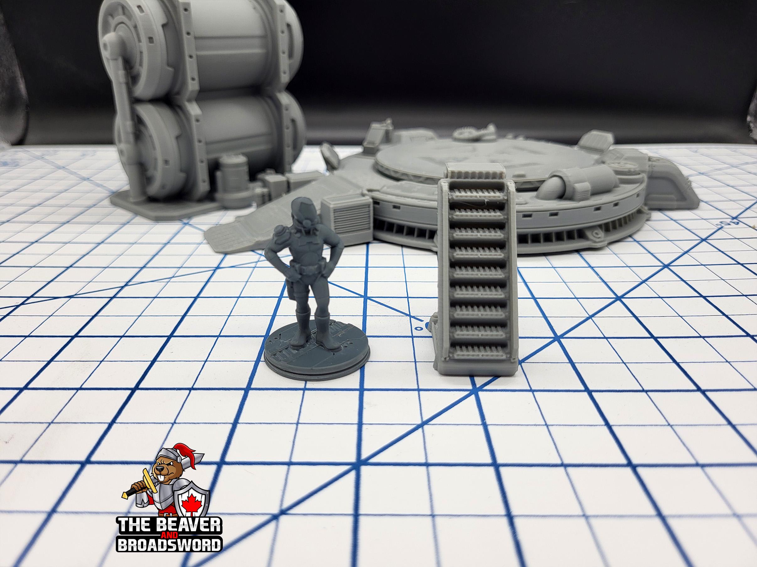 Scifi Landing Pad Set - EC3D , Infinity, Legion, Cyberpunk, Starfinder, tabletop terrain, Sci-fi Scenery, Wargaming, Vehicle, Space, hangar