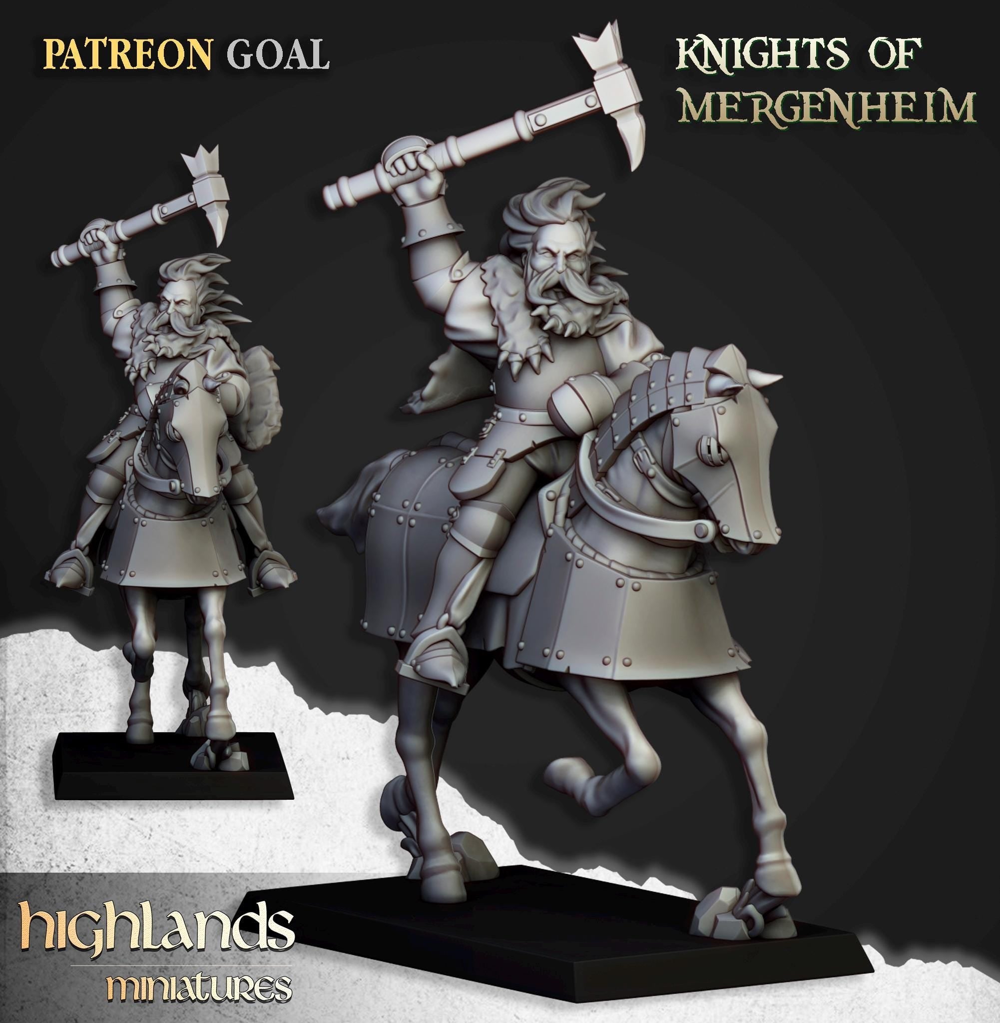 Knights of Mergenheim Miniature Set - 28/32mm Scale Premium Resin Models for Wargaming and RPG, DnD, Human, Sunland, Durable, High Quality