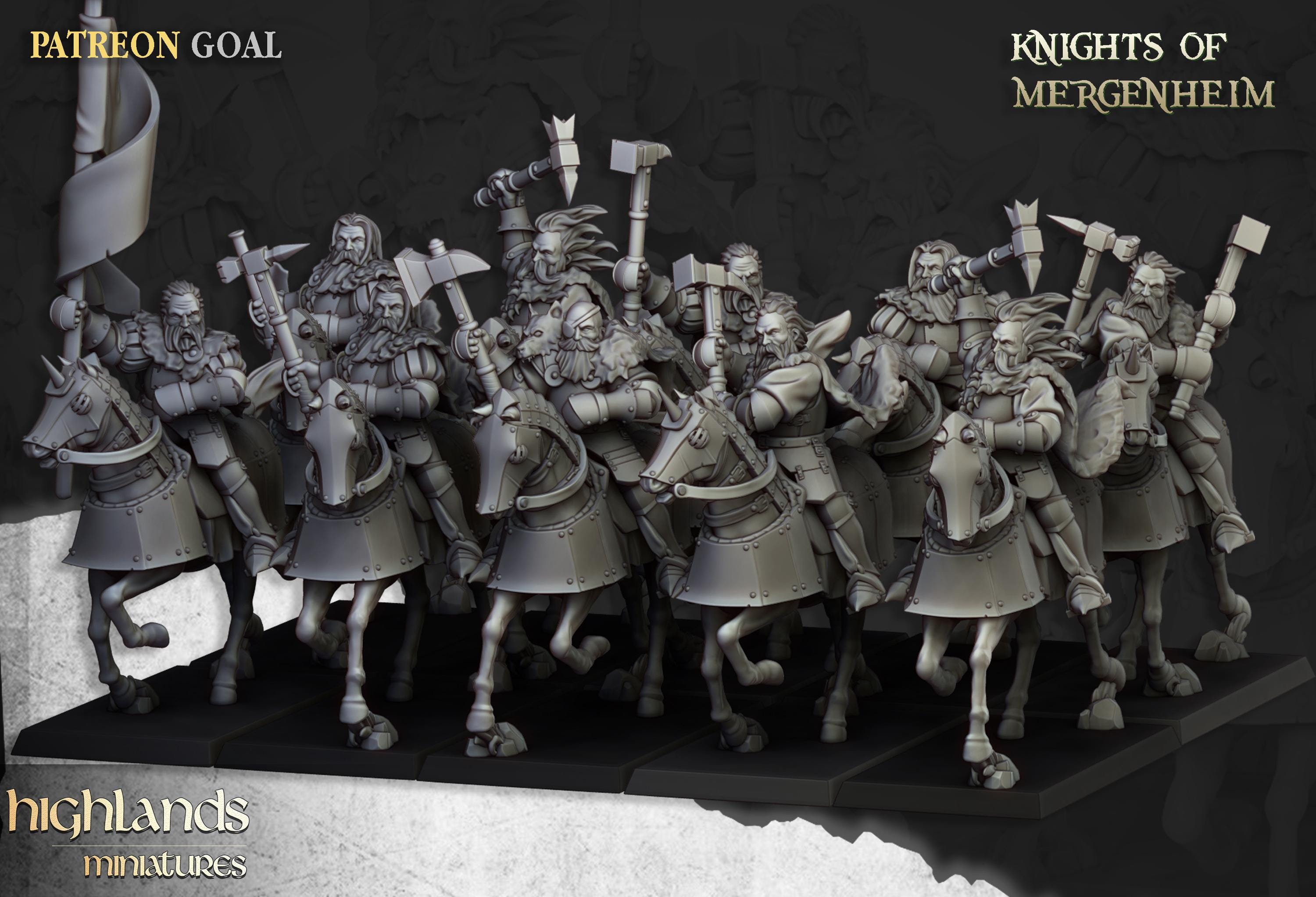 Knights of Mergenheim Miniature Set - 28/32mm Scale Premium Resin Models for Wargaming and RPG, DnD, Human, Sunland, Durable, High Quality