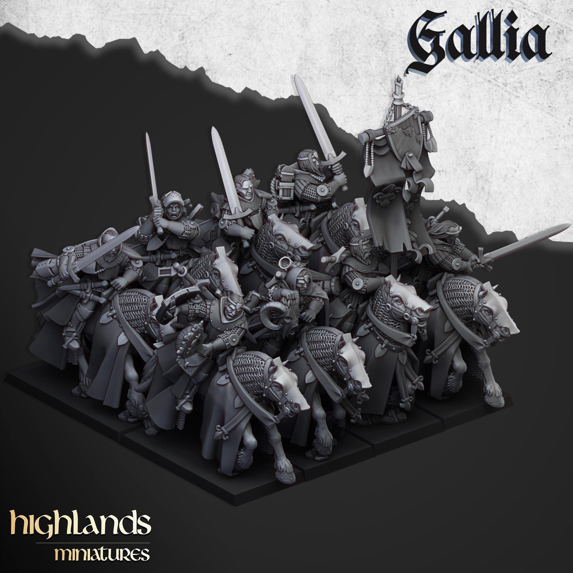 Questing Knights Miniature Set - 28/32mm Scale Premium Resin Models for Wargaming and RPG, DnD, Human, Gallia, Durable, High Quality