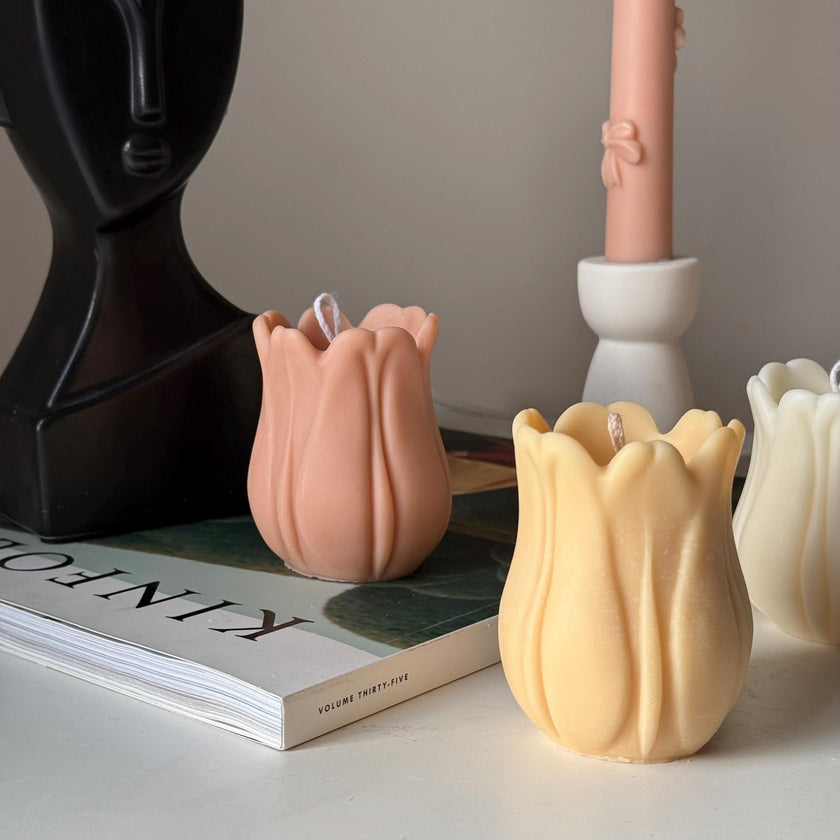 Hand Poured Tulip Soy Wax Candle | Sculptural Home Decor