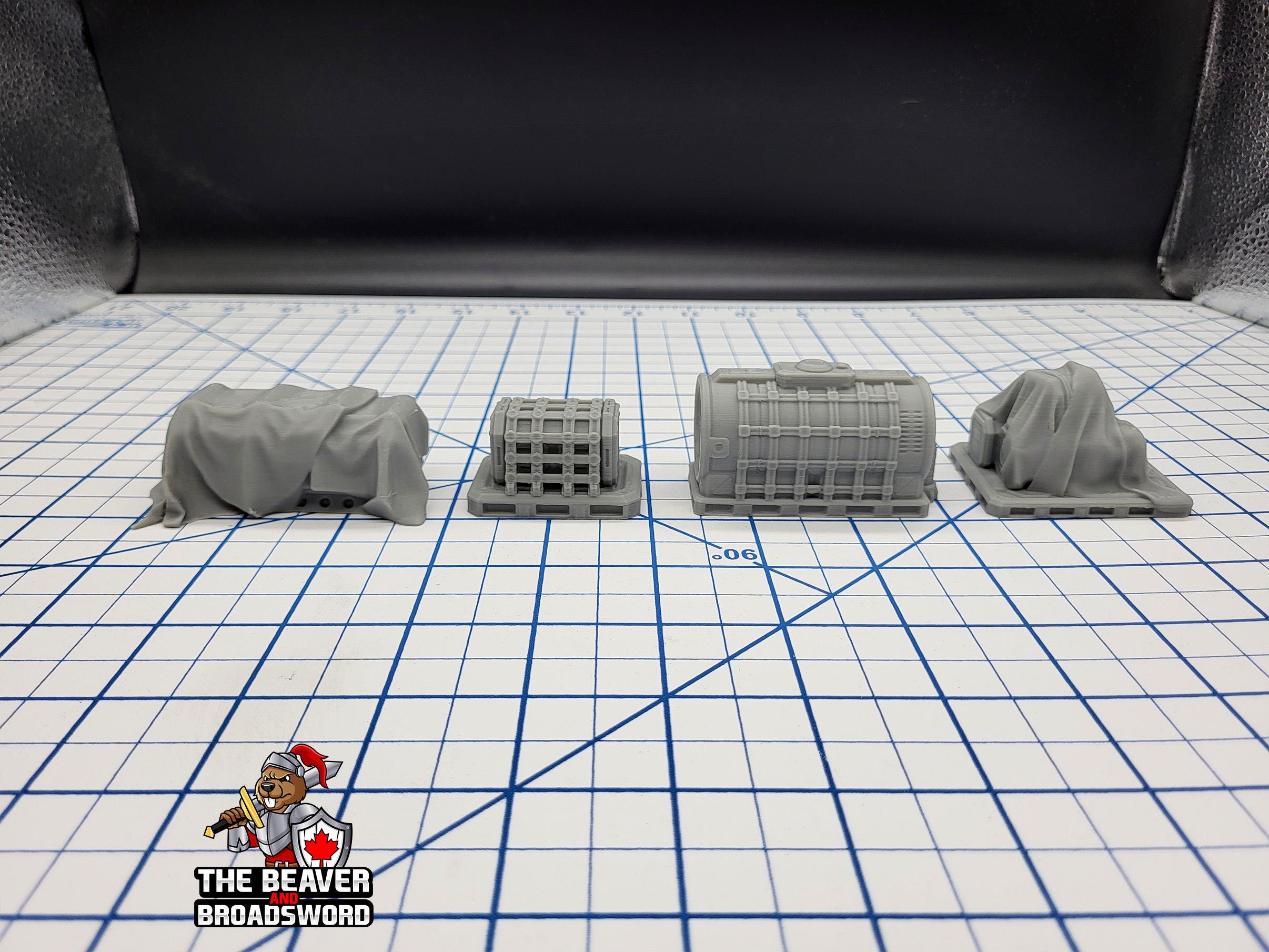 Scifi Assorted Cargo - EC3D , Infinity, Legion, Cyberpunk, Starfinder, tabletop terrain, Sci-fi Scenery, Wargaming, Space Hangar, Shipping