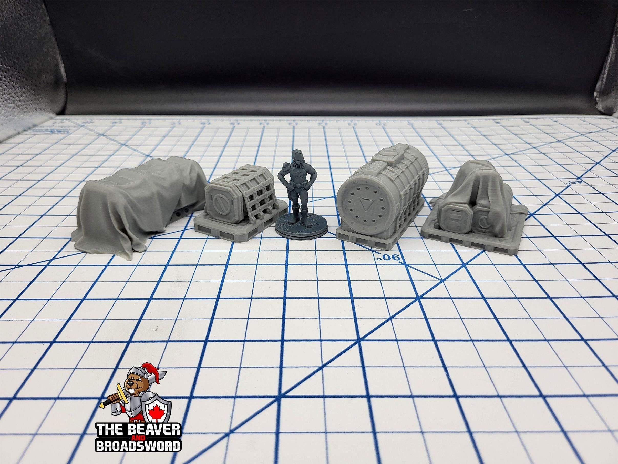 Scifi Assorted Cargo - EC3D , Infinity, Legion, Cyberpunk, Starfinder, tabletop terrain, Sci-fi Scenery, Wargaming, Space Hangar, Shipping