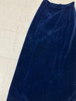 Vintage 60s Blue Velvet Handmade Long Maxi Skirt | Size Small | Zipper Closure
