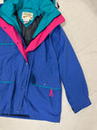 Vintage 90s Cabelas Neon Blue Pink Teal Retro Rain Jacket | Size Large