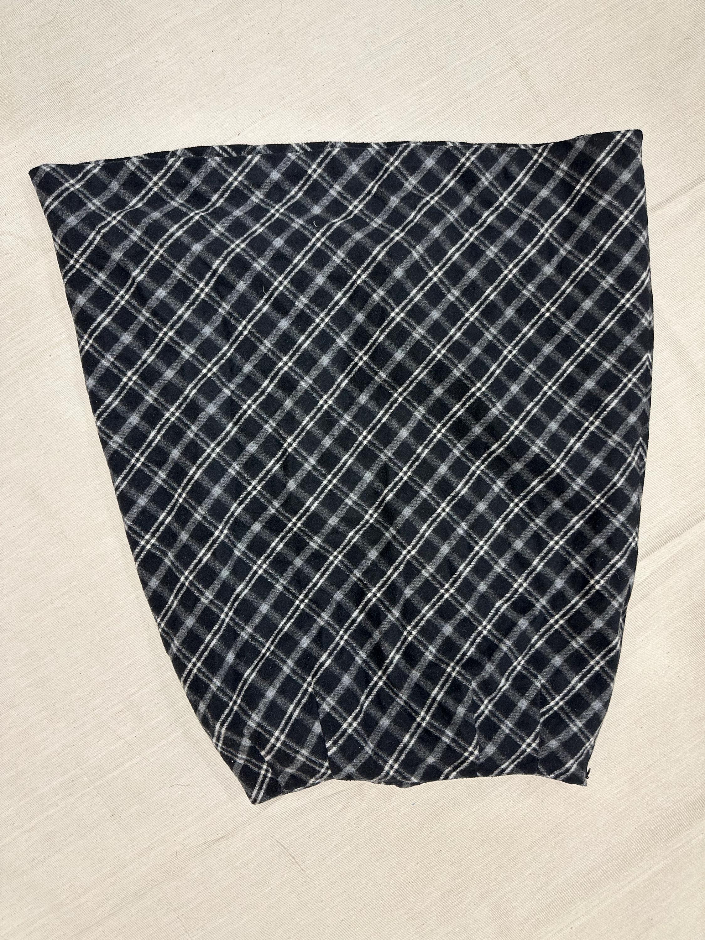 Vintage 90s Black Grey Plaid Aline Pencil Skirt | Grunge | Tag Size Ladies 8