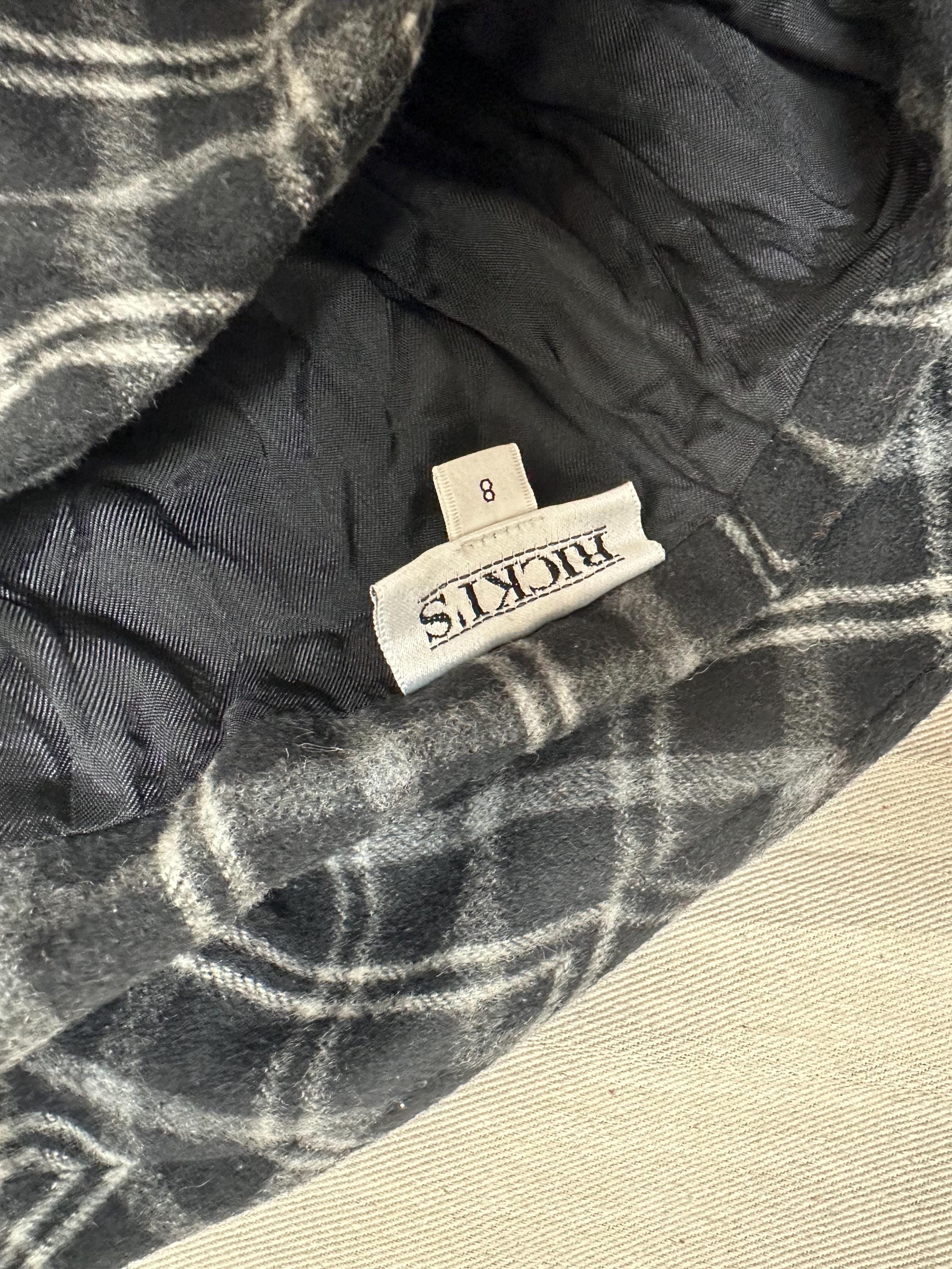 Vintage 90s Black Grey Plaid Aline Pencil Skirt | Grunge | Tag Size Ladies 8