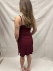 Vintage 90s Sparkly Strechy Burgundy Red Spaghetti Strap Dress | Size Large