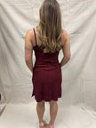 Vintage 90s Sparkly Strechy Burgundy Red Spaghetti Strap Dress | Size Large