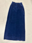 Vintage 60s Blue Velvet Handmade Long Maxi Skirt | Size Small | Zipper Closure