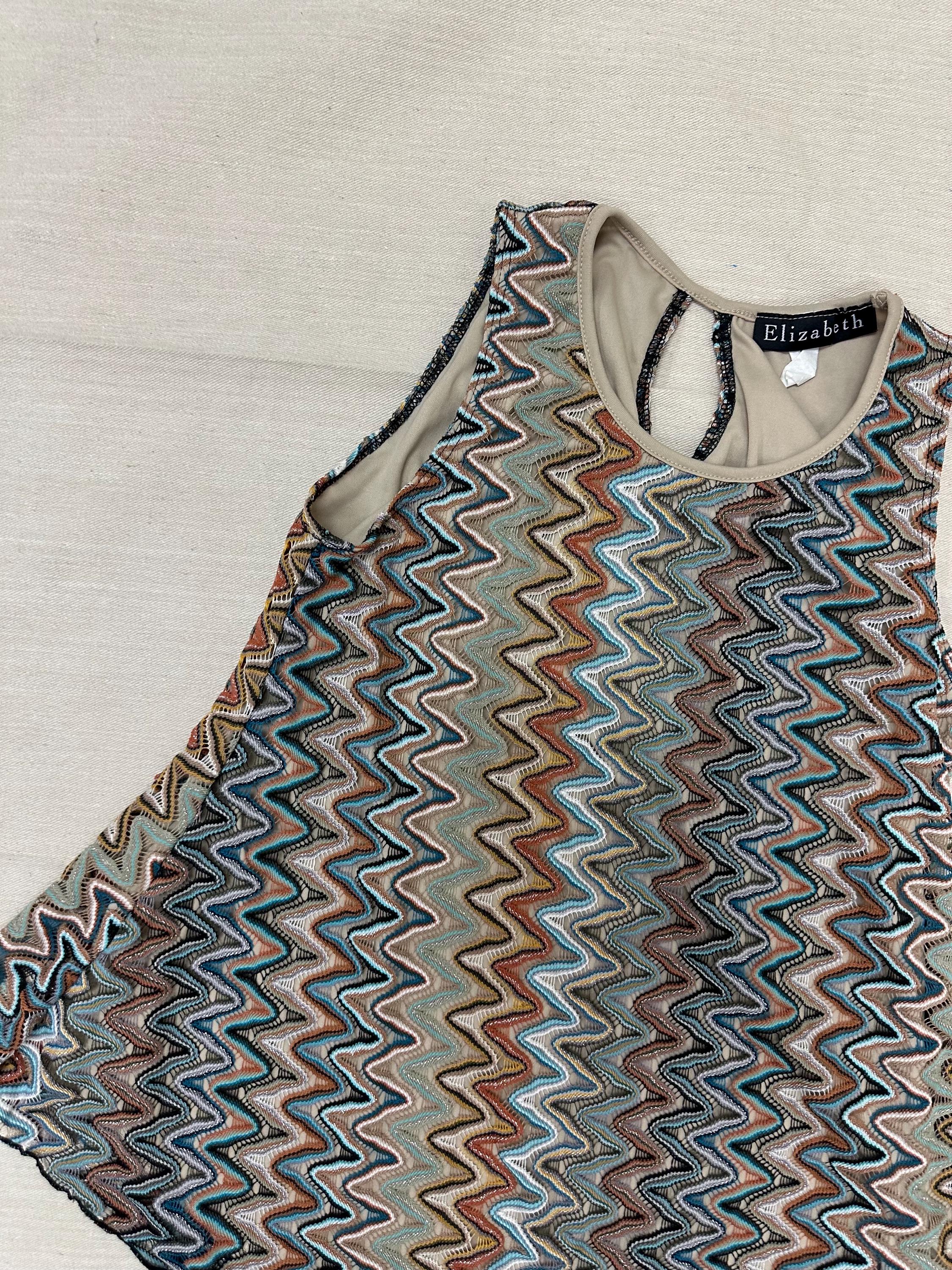 Vintage 90s Elizabeth Zig Zag Strechy Tank Top | Size Medium