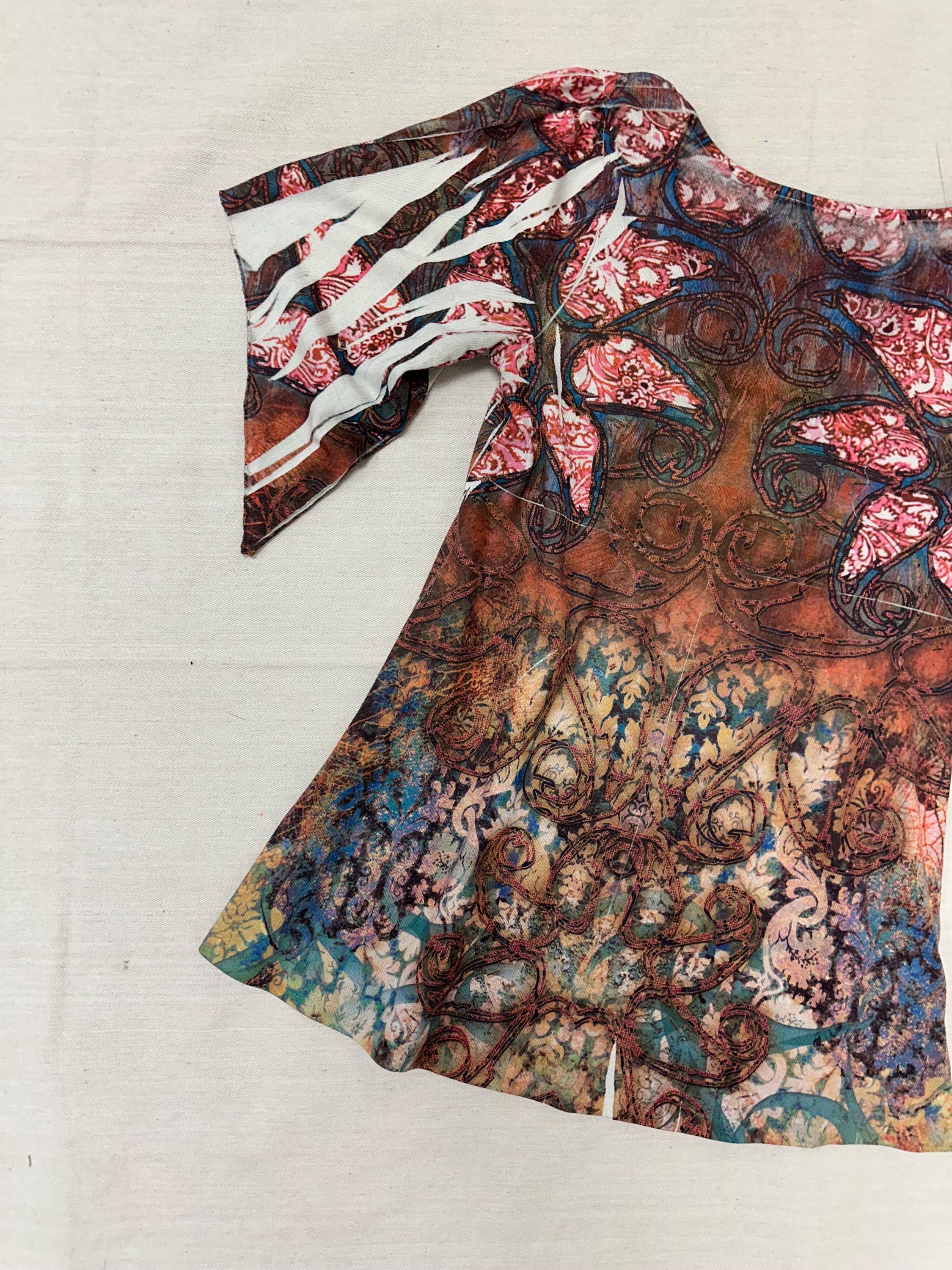 Vintage Y2K Paisley Block Dye Abstract Blouse | Size Small