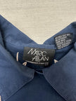 Vintage 80s Mark Allen Western Navy Embroidered Beaded Triple Button Up | Size Ladies Medium