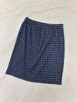 Vintage 80s Blue Houndstooth Cotton Strechy Comfy High Waisted Mini Skirt | Size Medium