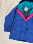 Vintage 90s Cabelas Neon Blue Pink Teal Retro Rain Jacket | Size Large