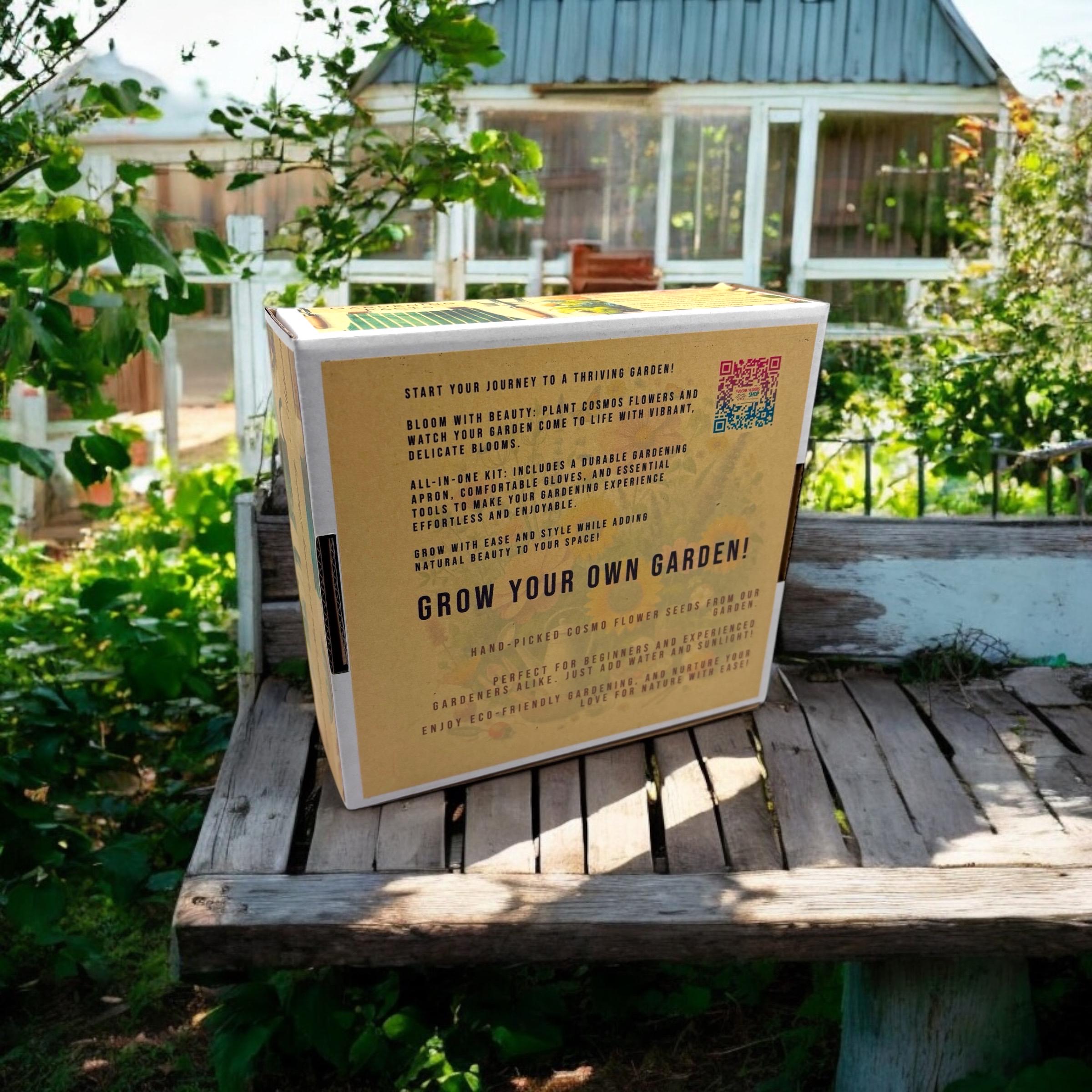 Spring Garden Starter Kit - Bloom & Grow with Cosmo Seeds, Apron, Gloves & Tools - Canadian Wildflowers