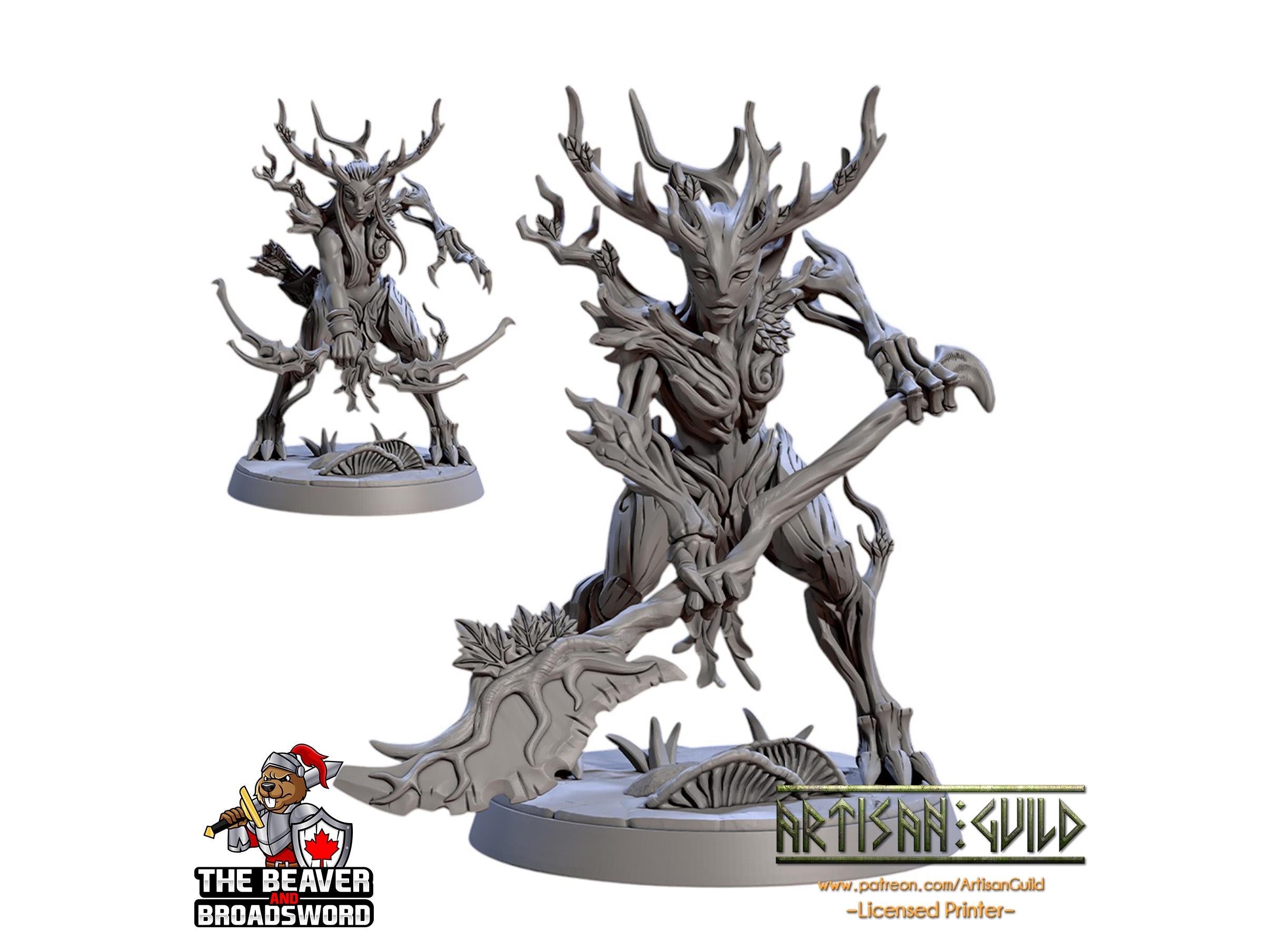 Barkwraith Spriggan C, Fighter, Monster, Fey, Ranger, DnD, Elven- High Quality Resin Printed 28mm 32mm Tabletop Miniature, Tough Figurine