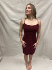 Vintage 90s Sparkly Strechy Burgundy Red Spaghetti Strap Dress | Size Large