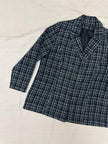 Vintage 90s Black Blue Gray Plaid Blazer | Size XL