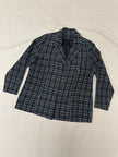 Vintage 90s Black Blue Gray Plaid Blazer | Size XL