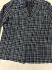 Vintage 90s Black Blue Gray Plaid Blazer | Size XL