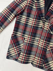 Vintage 90s Red Cream Plaid Blazer | Size Ladies Large