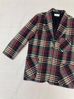 Vintage 90s Red Cream Plaid Blazer | Size Ladies Large