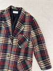 Vintage 90s Red Cream Plaid Blazer | Size Ladies Large