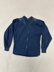 Vintage 80s Mark Allen Western Navy Embroidered Beaded Triple Button Up | Size Ladies Medium