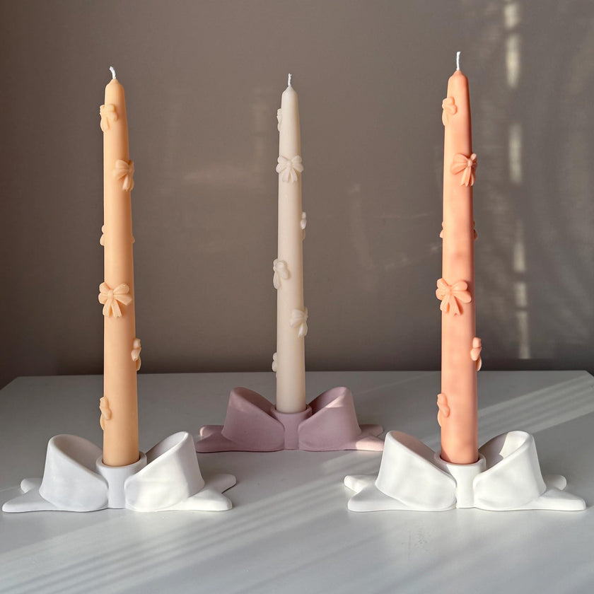 Bowtie Jesmonite Candlestick Holder: Modern Table Decor