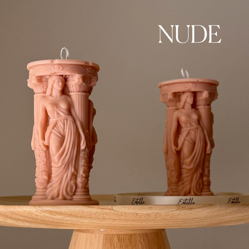 Caryatid Greek Column Soy Candle: Handmade Home Decor