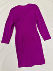 Vintage 80s Magenta Gold Button Up Bodycon Long Sleeve Dress | Size Large