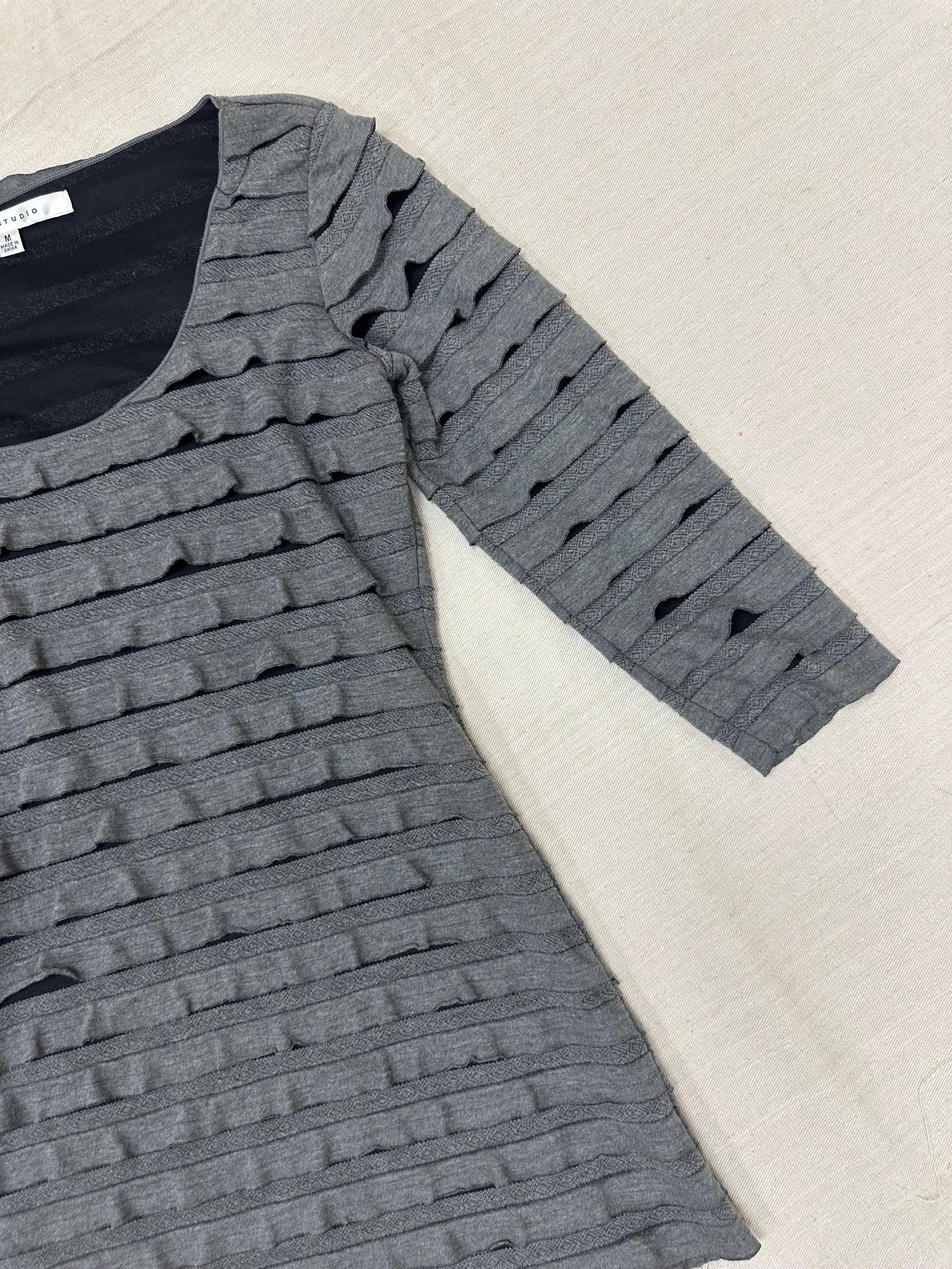 Vintage Y2K Grey Ruffle Tunic Dress | Size Medium